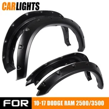 4X Pocket Style Rivet Bolt On Fender Flares Fits 2009-2017 Dodge Ram 1500 Black