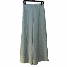 Bryn Walker Womens 100 Linen Pull On Wide Leg Pants Size S Blue Coastal Beachy