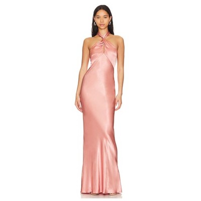 Shona Joy La Lune High Neck Twist Maxi Dress Antique Rose Pink Size 6