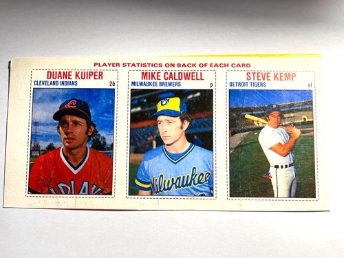 1979 Hostess Baseball Panel Duane Kuiper Mike Caldwell Steve Kemp 13-14-15