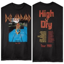 Def Leppard Mens T-Shirt 1981 HIGH 'N' DRY TOUR LP Official F B Shirt Black