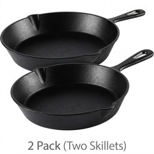 (2 Pack) Ozark Trail 10.5 inch Pre-Seasoned Cast Iron Skillet with Handle.
