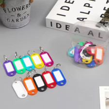 25 PCS Key Tags Plastic Split Ring Luggage Fobs ID Card Name Label Keychain