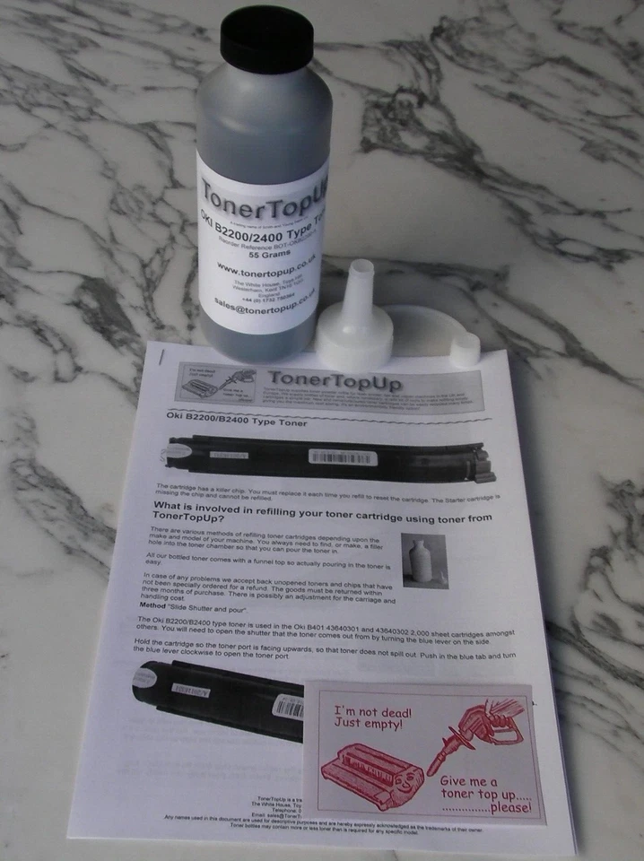 Bottle of Toner Refill for Oki B2200 B2400 43640301 43640302 43650301 no Chip - Image 2 of 2