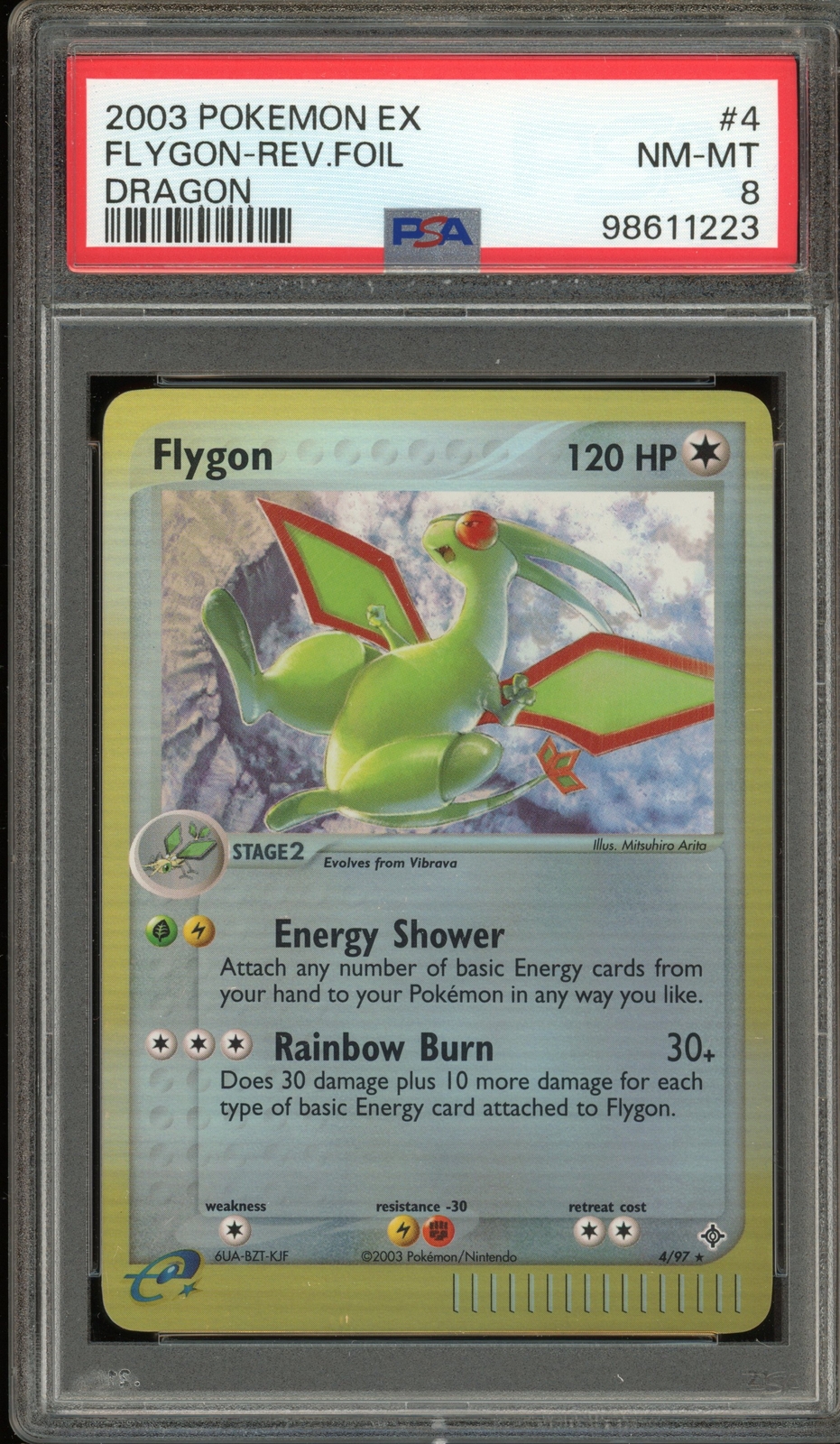 Pokemon Flygon EX Dragon Reverse Holo Rare #4 PSA 8