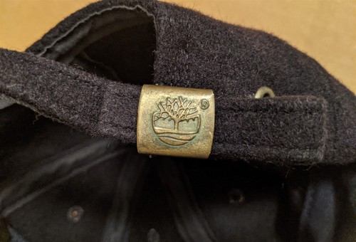 Vtg Timberland Wool Genuine Leather Brim Hat Made In USA Strap Back Cap Brown - Picture 9 of 9
