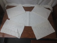 NEW Five pc Set of Boho White Weave Table Runner and Place mats