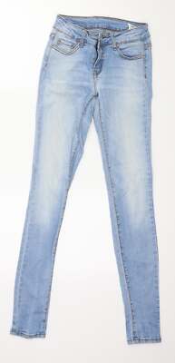 Amisu Damenjeans blau Baumwolle Größe 26 Zoll L31 in normalem Knopf