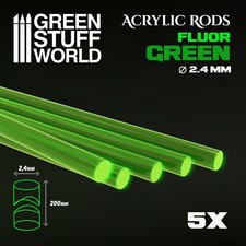 Acrylic Rods Round 2,4 mm FLUOR GREEN - Wargames miniature game Necronic rods