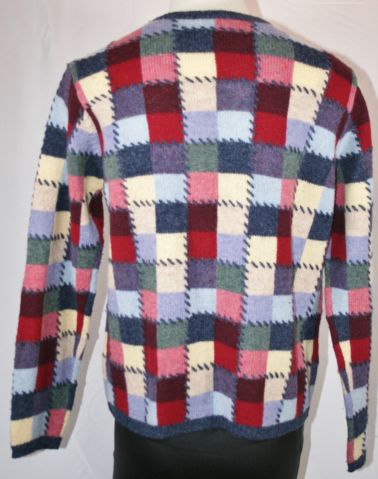 Talbots 100% Wool Patchwork Design Cardigan Sweat… - image 2