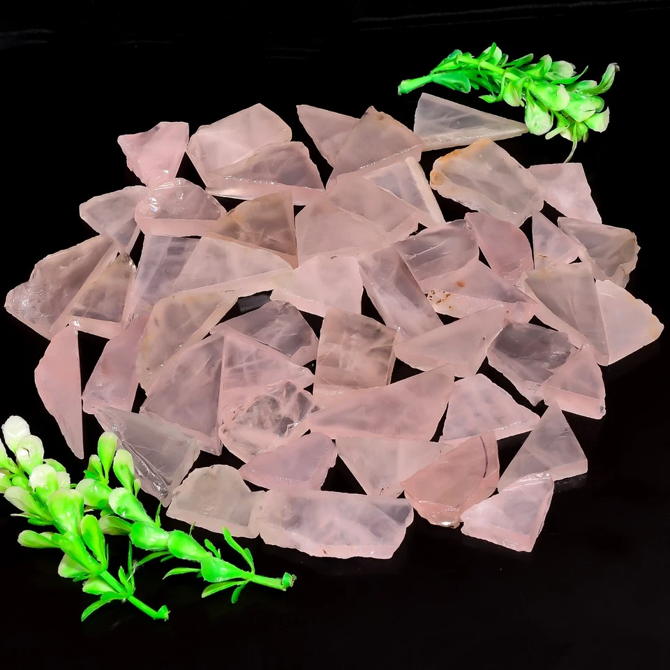 Natural Rose Quartz Slice Rough Gemston Raw Rose Quartz Crystal Stone Small Slab - Image 2 of 4