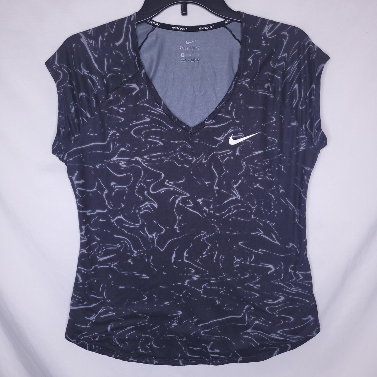 Nike Court Shirt Womens Medium Black Dri Fit Tennis