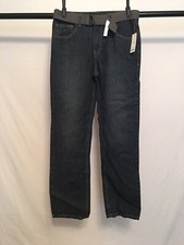 Faded glory boy's belted slim straight jeans 14 adjustable Dark wash