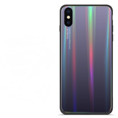 ^ Schwarz - Grau Rainbow Glas Regenbogen Hülle Schale Etui Für Huawei Nova 3