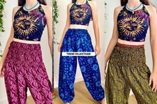 10 Pcs Sari Silk Harem Pants For Women Vintage Sari Silk Gypsy Wide Leg Trousers