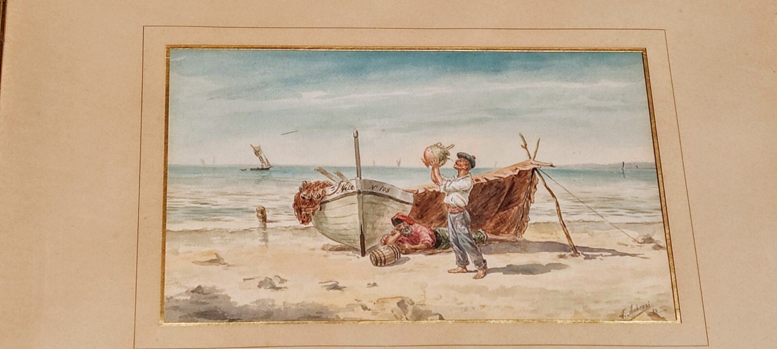 fishermen of the Bay of Angels Nice Carras signature Ambrosi