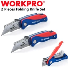 2 PACK Folding Utility Knife Set Quick-Change Blade with10PCS Extra Blades NEW