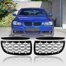 Black Diamond Front Kidney Grill For '05-'08 BMW E90 E91 325i 328i 335i Pre-LCI