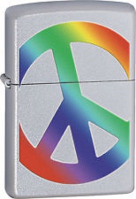 Zippo Classic Peace in Rainbow Color Satin Chrome 2011 RARE 