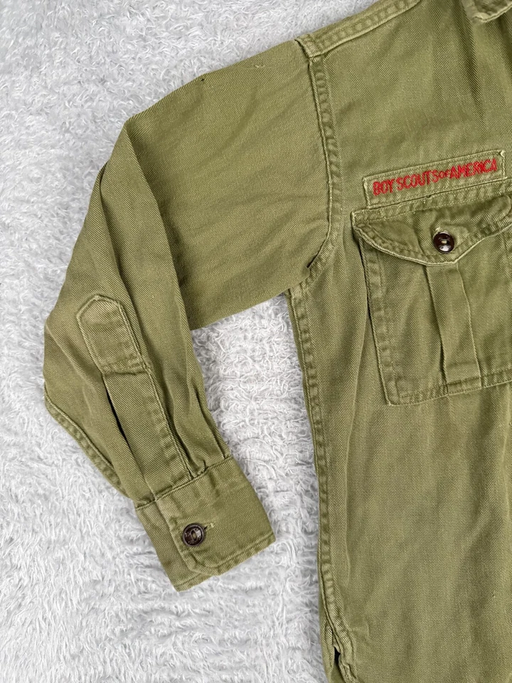 VINTAGE Boy Scouts of America Shirt Youth Small Green 50s Ogden Utah Long Sleeve - Image 3 of 4