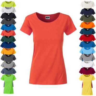 James & Nicholson Damen T-Shirt LADIES BASIC-T Bio-Baumwolle XS - XXL Neu JN8007