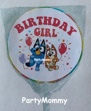 Birthday Girl Stickers Party Favor Labels Tags 2.5" 12 Custom Made