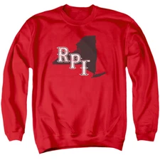 Rensselaer Polytechnic Adult Crewneck Sweatshirt State Shape, Red, S-3XL