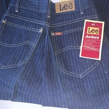90s Vintage Lee Juniors Brand Pinstripe Denim Jean Size 3 Made In USA