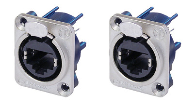 (2 PACK) NEUTRIK NE8FDV RJ45 CAT5 ETHERCON Vertical PCB Mount Panel Jack NKL