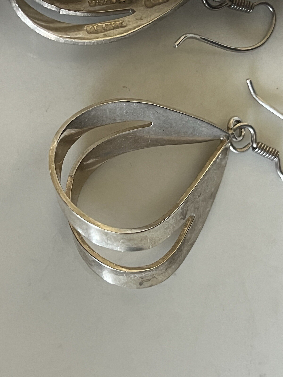 2" Modernist Solid Sterling Silver Double Tear Dr… - image 8