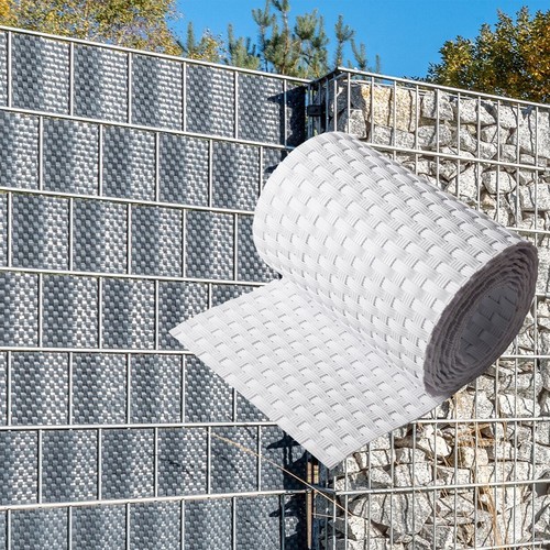Polyrattan Sichtschutzstreifen 6 Rollen 255x19 Doppelstabmatten Sichtschutz Zaun - Bild 9 von 17