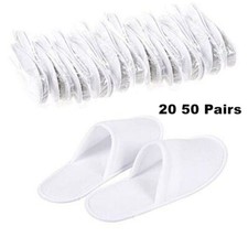 1-10Pair Spa Hotel Guest Slippers White Disposable Terry Close Toe