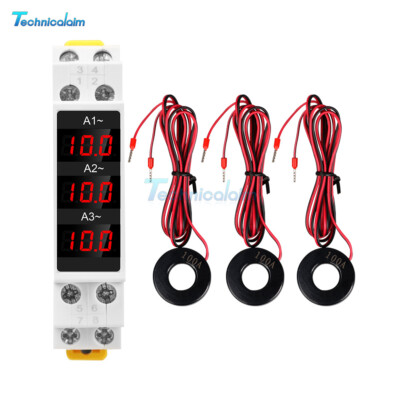 AC 80-500V 1-100A DIN Rail 3-Phase Ammeter / Single-Phase Voltage Current Meter