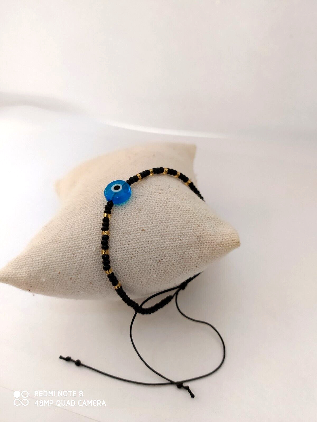 RARE Hand wish Beaded Thread Red Against Evil Eye Black Bracelet Hand Made