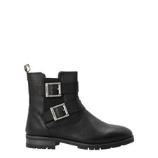 BARBOUR Womens Marina Ankle Boots Leather Black Two Silver Buckles UK 3 RRP 140