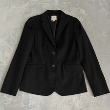 J.Crew Suiting Blazer Sz6 Black 100 Wool 2-Button Jacket Preppy Career Capsule