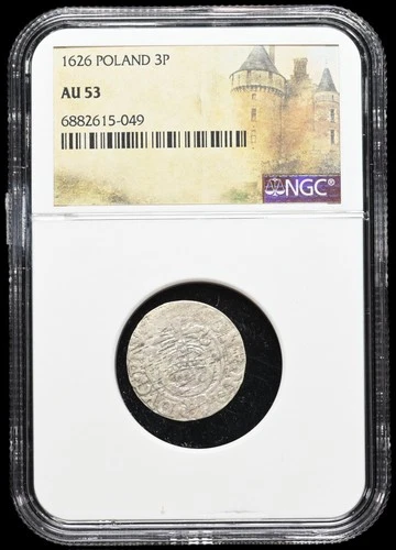 POLAND. Georg Wilhelm, 1626, Silver 1/24 Thaler (3 Polker), NGC AU53