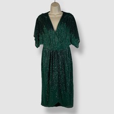 Adrianna By Adrianna Papell Women's Green Embellished V-Neck Dress Size 10