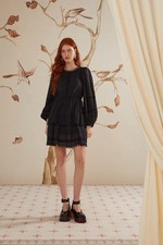 NWOT Farm Rio Black Lace Long Sleeve Mini Dress XS 
