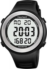 Waterproof Pedometer Watch No APP with Light, Digital Display One Size, black