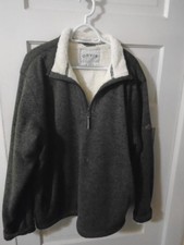 Orvis Sherpa Fleece Lined 1/4 Zip Pullover Men XL Thermal Gray Winter Warmth