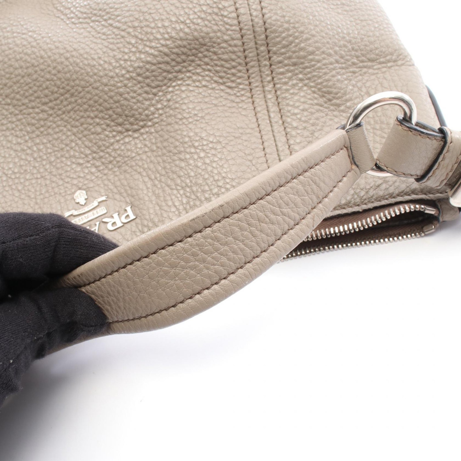 PRADA Shoulder hand Bag leather Beige Used Women thumbnail 7