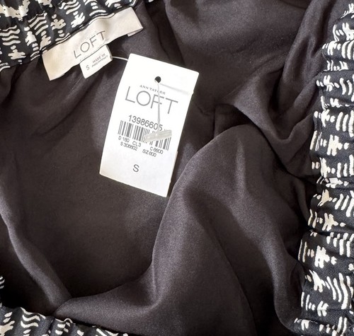 Ann Taylor LOFT Skirt Womens Small Black Geo Print Elastic Waist Pull On Lined - Foto 5 di 8