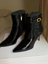Jimmy Choo Black Croc Leather Ankle Bootie Po...