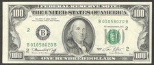 United States of America Federal Reserve Note $100 Dollars Ben Franklin 1974 AU