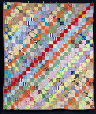 Vintage handgefertigte Scrappy Reise um die Welt bunte Decke 90,5 x 75,9 Zoll