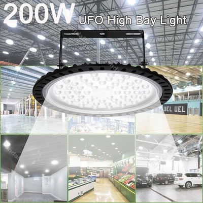 LED 200W UFO High Bay Lights Warehouse Factory Shop GYM Light Lamp Super Bright