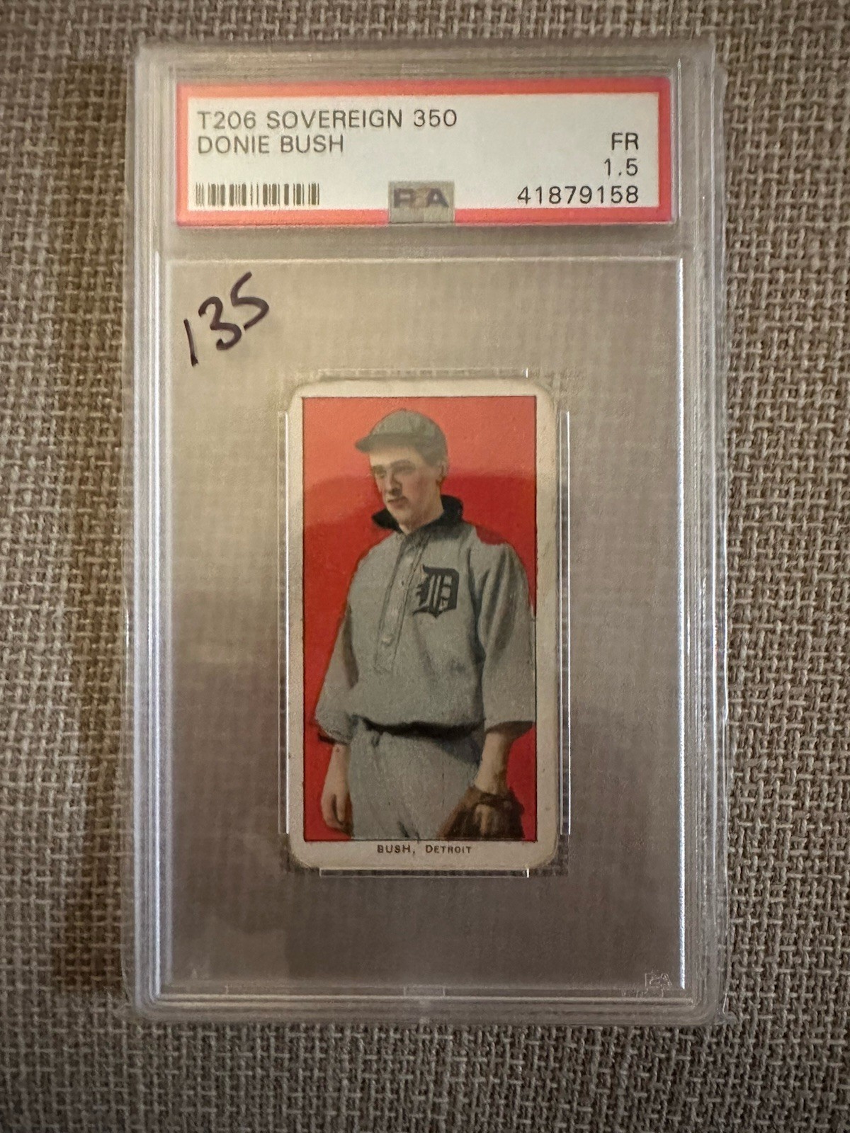 1910 Sovereign Cigarettes (T206) PSA 1.5 Donie Bush