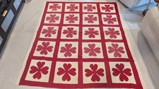 Antique/Vintage Red & White primative Americana applique Quilt 68x78