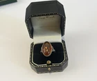 Vintage Amber Ring 925 Silver Size N